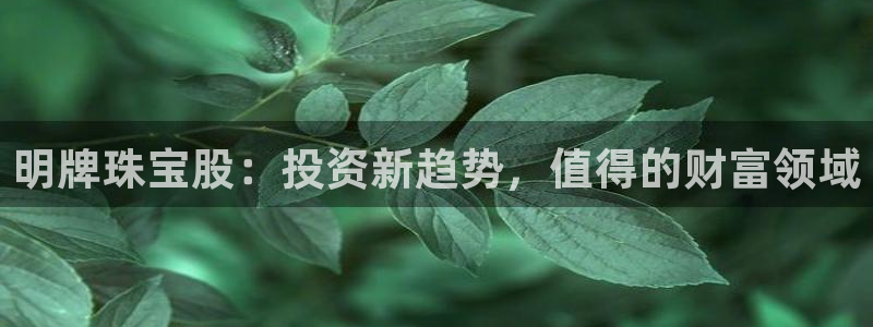 新宝xb5：明牌珠宝股：投资新趋势，值得的财富领域